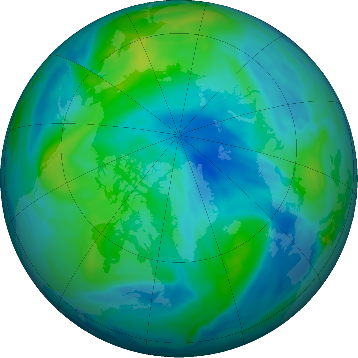 Arctic ozone map for 07 October 2019